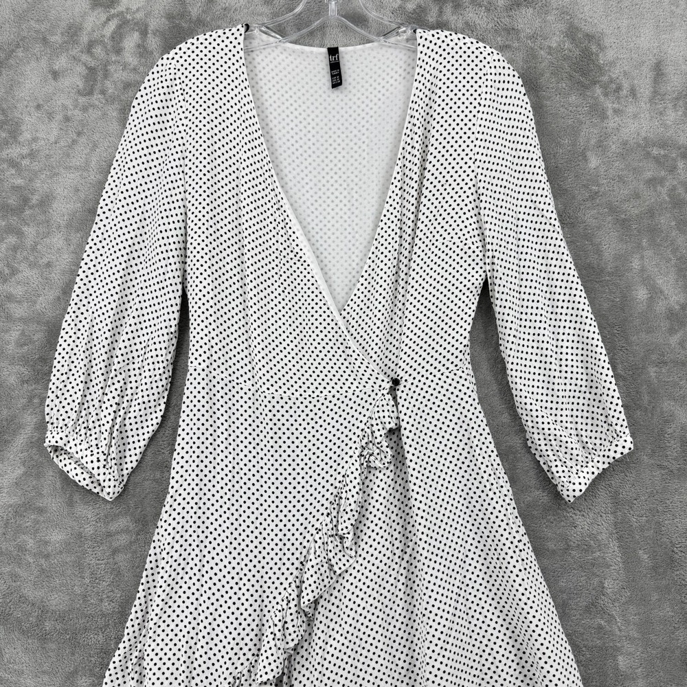 Zara Romper Womens Medium Polka Dot Ruffle Puff Sleeves Retro Wrap Black White - Picture 3 of 11